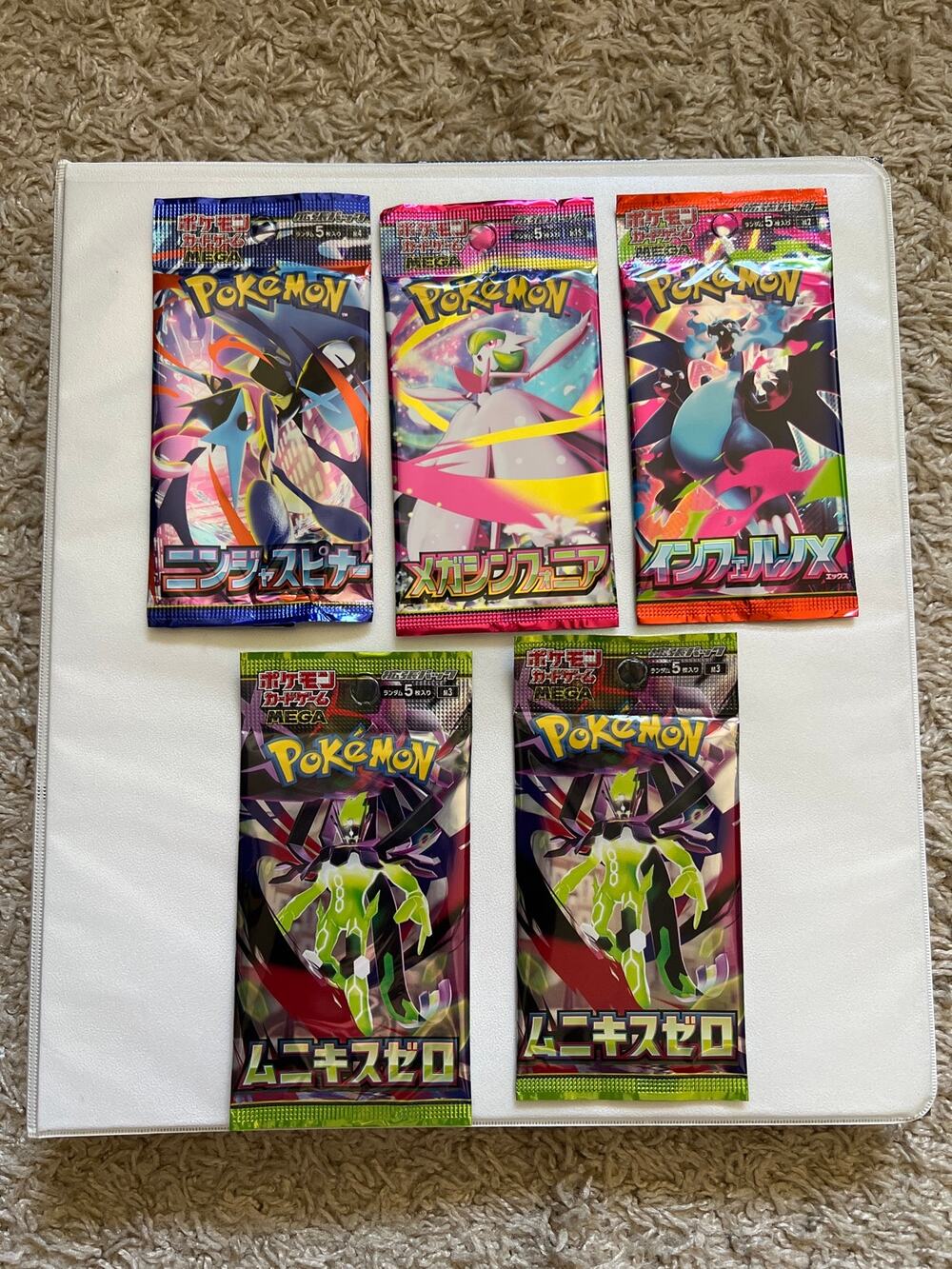 Pokemon Japanese 400+ Card Binder Lot + 5 Sealed Packs